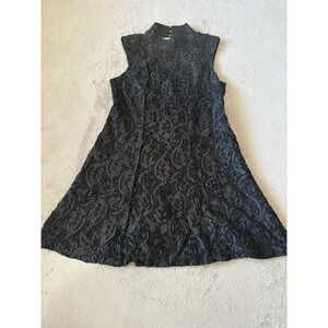 Free People Sz 12  Black Night Queen Floral Lace High Neck Cocktail‎ Dress